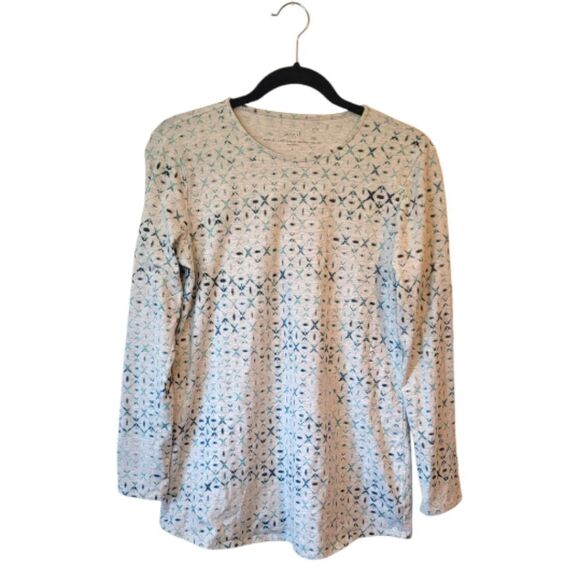 J. Jill Pure Jill Heathered Grey Ikat Stretch-Cotton Shirttail Tee Size S - Picture 1 of 6